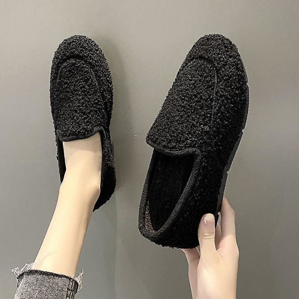 Kvinnor utomhus mode Flats Skor, mjuka Slip-on Loafers B37 black 38