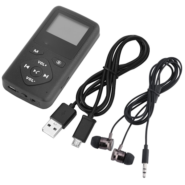 Portabel DAB/DAB+ fickradio, digital radiomottagare, Bluetooth MP3-spelare med hörlurar