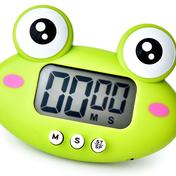Animal Timer Student Magnetisk Digital Digital 100 Minuters Nedräkningstimer Med Batteri för Kök Skogsgrön Groda