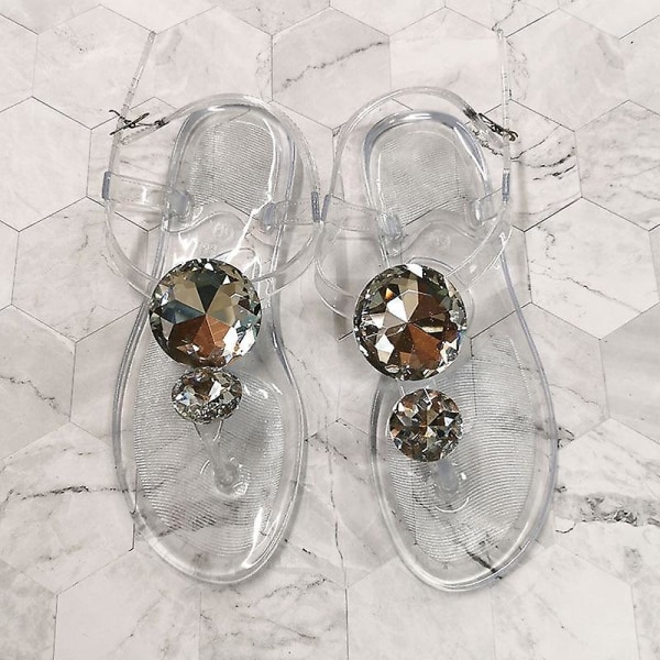 Sommar Sandal Kvinnor Explosion Diamond Jelly Skor Black 41