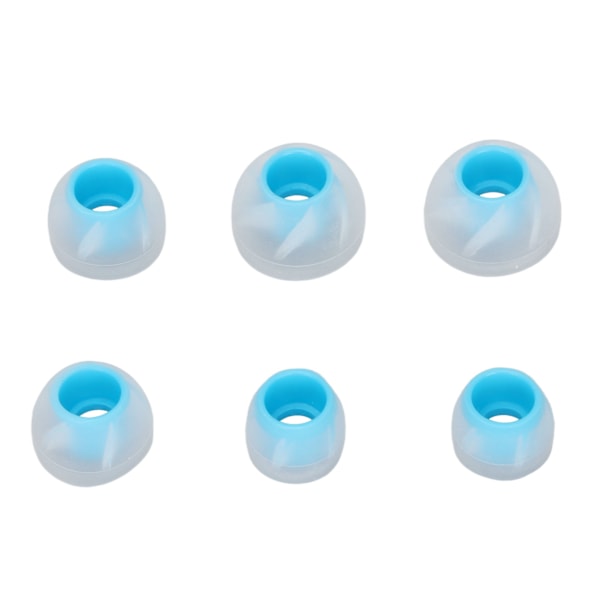 6 st Öronproppar i Silikon, Mjuka, Brusisolerande, 3 Storlekar, Ersättningsöronspetsar för 4,5?6,5 mm Ljudhål, Transparent Blå