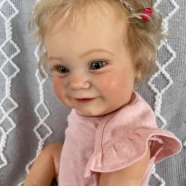 Återfödelse Docka Reborn Småbarn Populär Maddie Flickdocka Med Rotat Blont Hår Mjuk Kropp Högkvalitativ Docka Söt Gåva