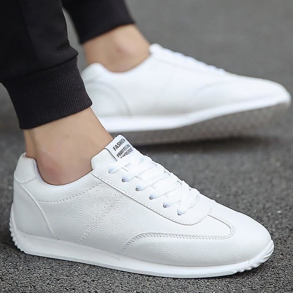 Män Casual Höst Mode Läder Sneakers White 9.5