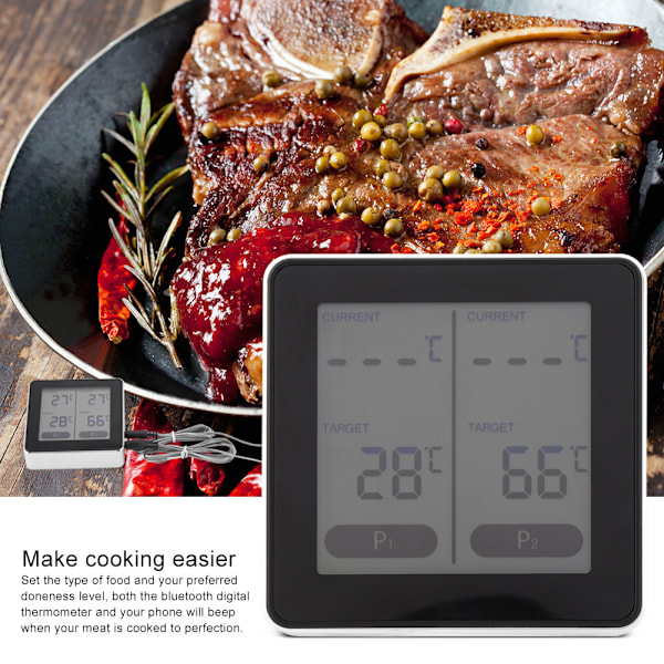 Trådlös Digital Termometer Bluetooth Grillning Matlagning Mat för Ugn Kök Rök BBQ