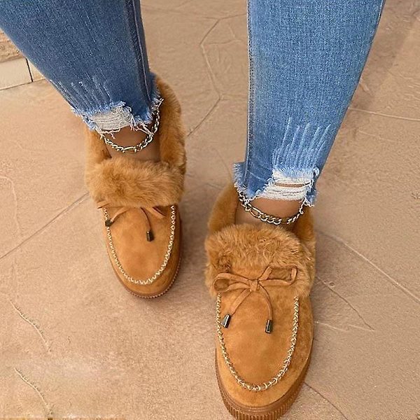 Höstvinter- Casual Fur Bowknot, Fluffy Furry, Slip-on Sneakers Set-d Leopard 7