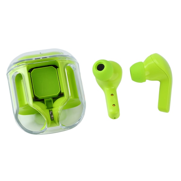 Trådlösa Hörlurar Mini Transparent ENC Brusreducerande HiFi Förlustfri Ljud Djup Bas Bluetooth Hörlurar med Digital Display Grön