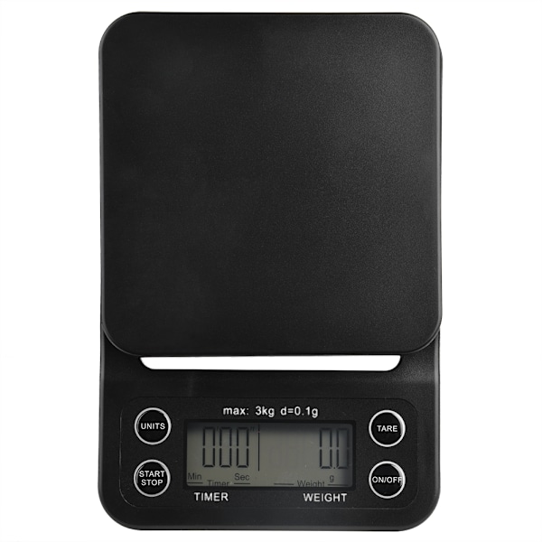 Multifunktionell Digital Droppkaffevåg Köksmatvåg med Timer 3kg/0.1g