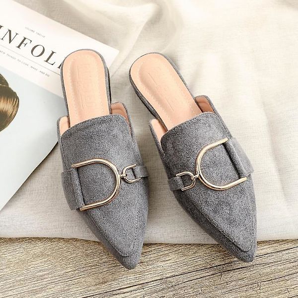 Kvinna Mules Plattform Tofflor Sandaler Gray 39