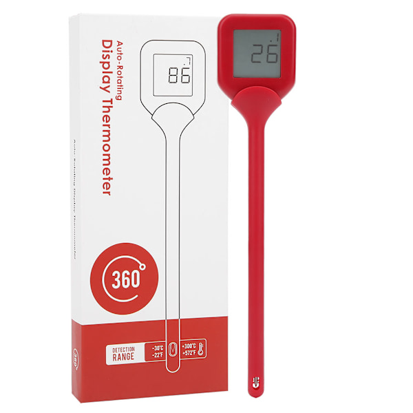360 Graders Roterande Digital Display Grill Matlagningstermometer Kökstillbehör Röd