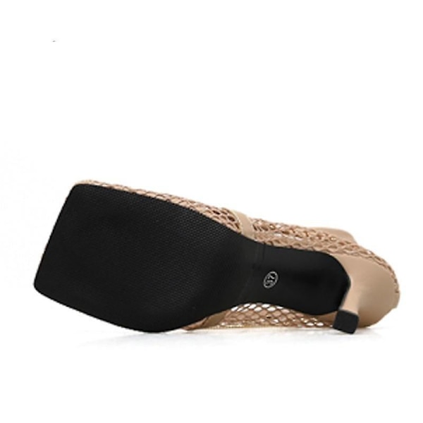 Sommar Höst Sexiga Mesh Pumps Sandaler Kvinna Sq Apricot  7CM 4
