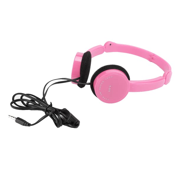 Vikbart Trådbundet Stereoheadset Barn Hörlurar med Mikrofon för Smartphone Tablet Rosa