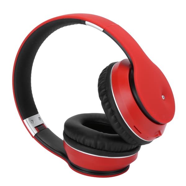 Trådlöst Bluetooth-stereoheadset MP3 för musik, spel, datorer, stöd för minneskort, rött