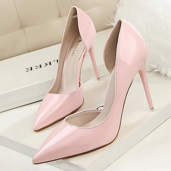 Läderklackar Mode Kvinna Pumps, Stilettskor pink 34