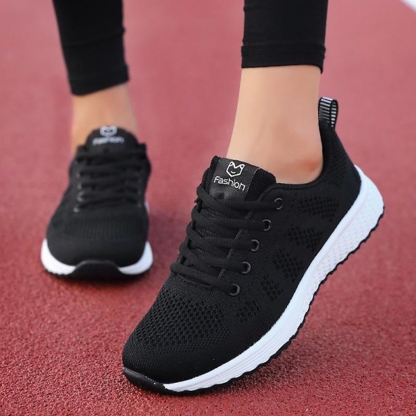 Kvinnor Sport Mode Platform Sneakers, Vinter Flats löparskor Black 40