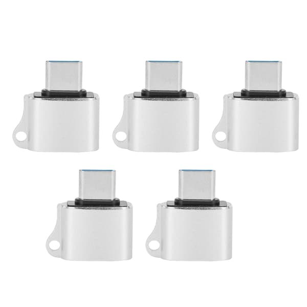 5 st Typ-C Hane till USB2.0 OTG Adapter Portabel Datakonverterare Datortillbehör (Silver)