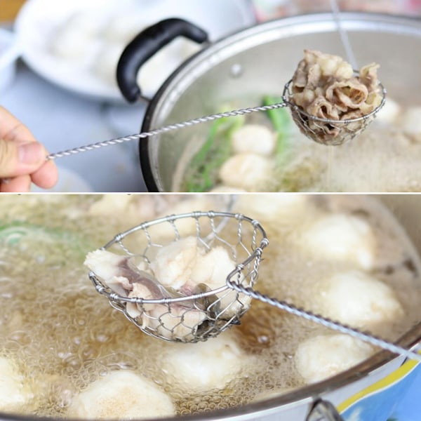 Fondue Sil Rostfritt Stål Fondue Sil med Långt Handtag Kökssil