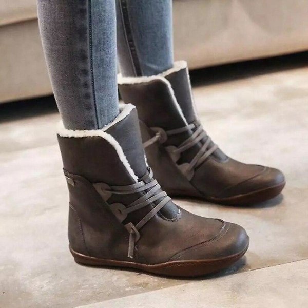Kvinnor Vinter Ankel Snow Boot Med Varm Plysch Beige 42