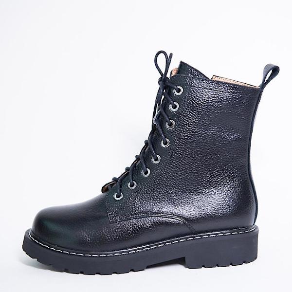 Kvinnor Höst Vinter Låg Klack Cross Strap Läder Ankel Boots Beige PU Inside 34 /