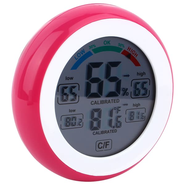 Ny Rund Touchskärm Digital Termometer och Hygrometer Hem Inomhus Hygrometer (Röd)