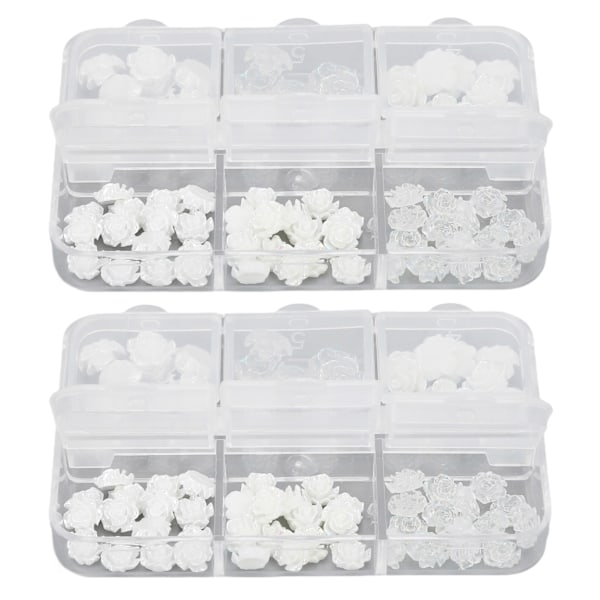 2 Ask Nageldekorations Delicate Kompakta Vita Ros Kamelia Rhinestones för Flickor