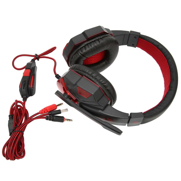 Spelheadset Luminous Justerbar Volym 3.5mm Spelheadset med Mikrofon för PC Svart Röd