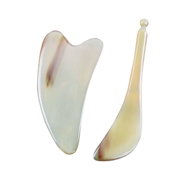 2 st Gua Sha Platta Buffelhorn Guasha Skrapa Massageverktyg för Kropp Ansikte