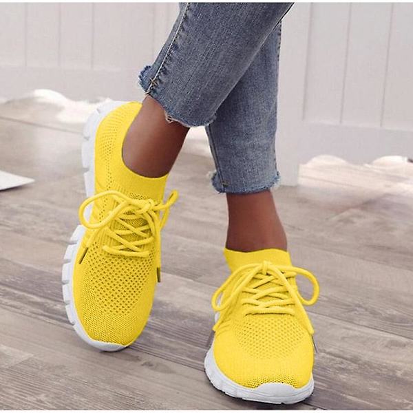 Sneakers för damer, vår, platta skor (Set 2) Yellow1 6