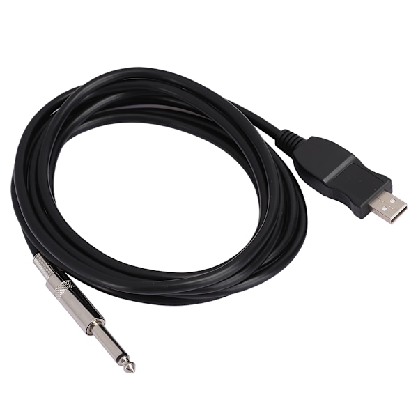 Bärbar Gitarr USB Ljudkabel Dator Sladd Länk Anslutning Instrument Adapter Svart 300cm