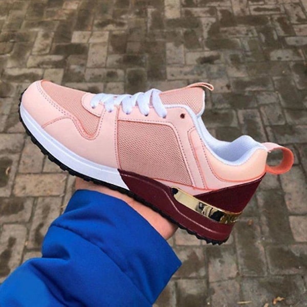 Sneakers för dam Leopardmönstrade, skor med tjock lädersula Pink 5.5