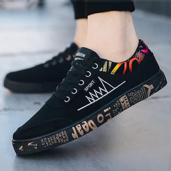 Bekväma herrskor, modesneakers 1717-blackwhite 8.5