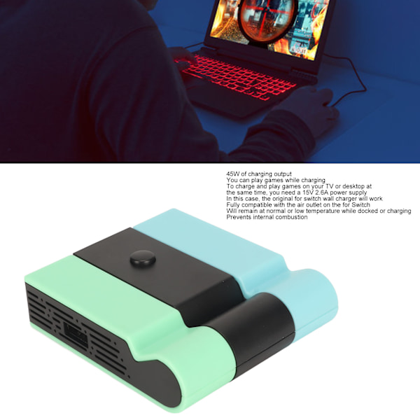 TV-dockningsstation 5 i 1 2USB 45W USB C RJ45 HD Multimedia Interface Gigabit Ethernet Bärbar TV-dockningsstation för Switch Blå Grön