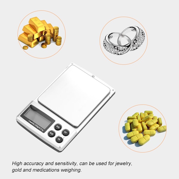 Bärbar Mini LCD Digital Elektronisk Fickvåg Smycken Guld Vikt Balans Verktyg (200g/0.01g)