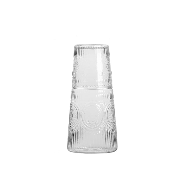 Vintage Transparent Vattenkylare Sängkanna och Glas Set Lättvikts Glas Vattenflaska