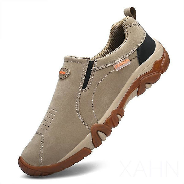 Herr Läder Andningsbara Skor, Halkfria Utomhussneakers Khaki 39