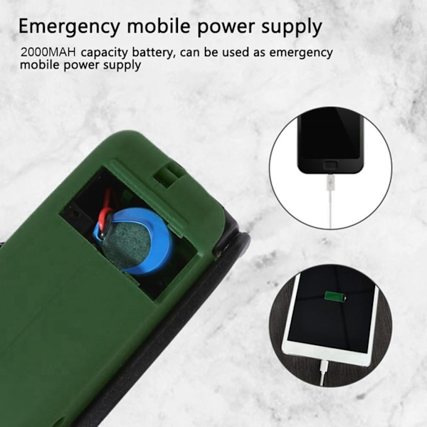 Portabel Nödradio med Solpanel och Handvev 1000mah, Nödradio med LED-ficklampa SOS-alarm Handvevsradio för utomhusnöd
