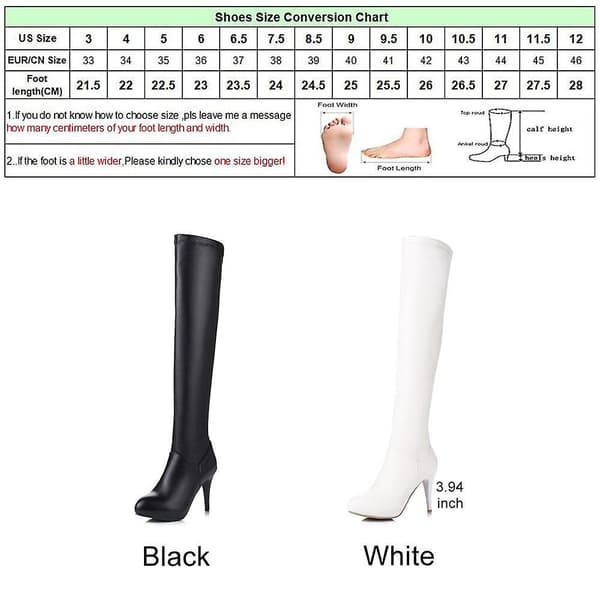 Högklackade stövlar över knäet BLACK 8.5