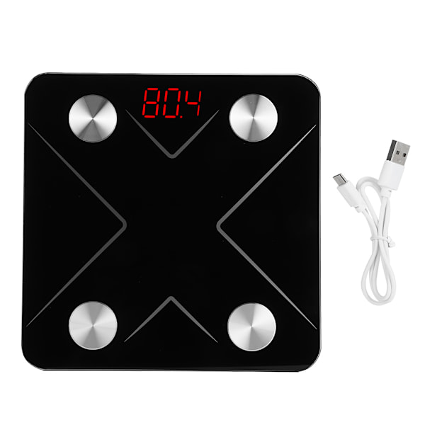 Intelligent Elektronisk Våg Digital USB Kroppsvåg 0.5kg‑180kg Svart