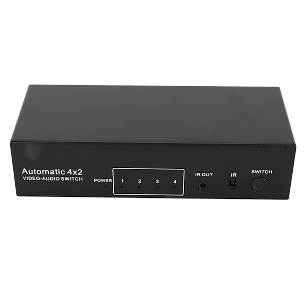 4-vägs ljudomkopplare 4 in 2 ut RCA-omkopplare Stereo Ljudväljare för hemmabio Videokonferenser 100–240 V EU-kontakt