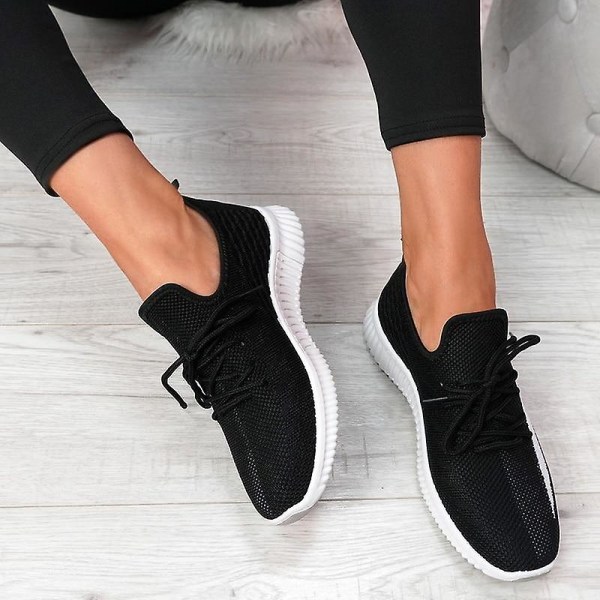 Vulcaniserade Mesh Sneakers med Snörning för Kvinnor Red 38