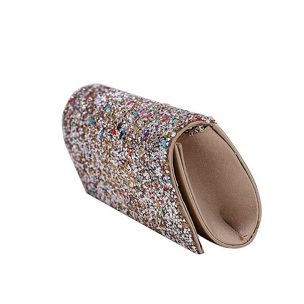 Kvinnors Flap Kuvert Glitter Evening Clutch Handväska guld