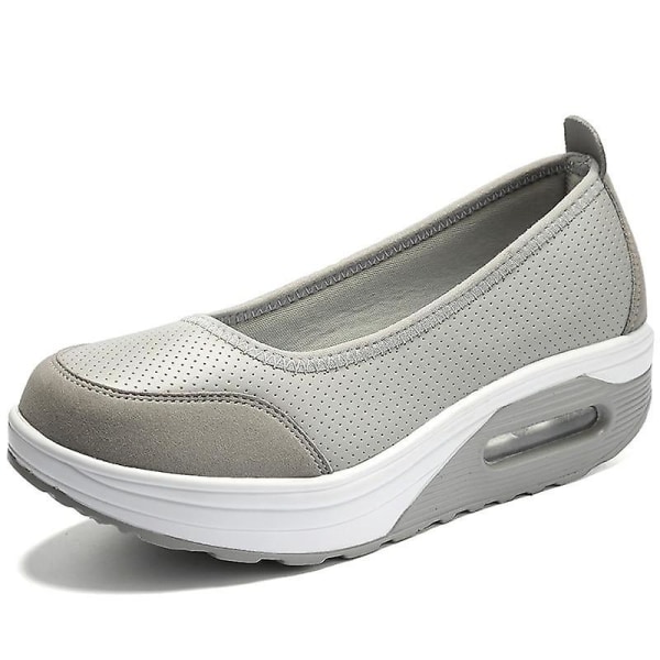 Flats Loafers- Grunda träningsskor, Slip-on Plattform, Balett Sneakers gray-B 6