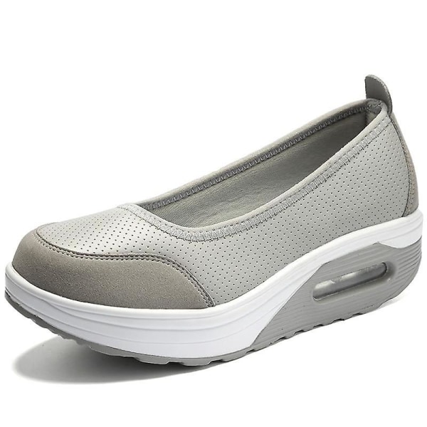 Flats Loafers- Grunda träningsskor, Slip-on Plattform, Balett Sneakers gray-B 8.5