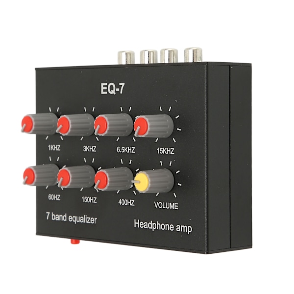 7-bands ljudequalizer RCA utgång ingång 12dB hög basjustering dubbelkanal digital equalizer