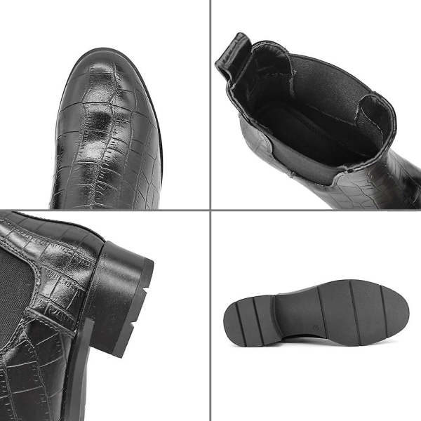 Rund tå för kvinnor, vinterstövlar BLACK-Plush 40