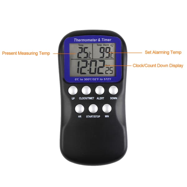LCD Digital Matlagnings Termometer med Timer Probsensor för Kök Matlagning Bakning BBQ