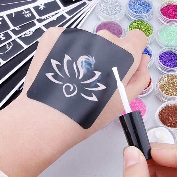 Glitter Tatuering Set Temporär Smink Kropp Ansiktsfärg för Vuxna Tonåringar Barn