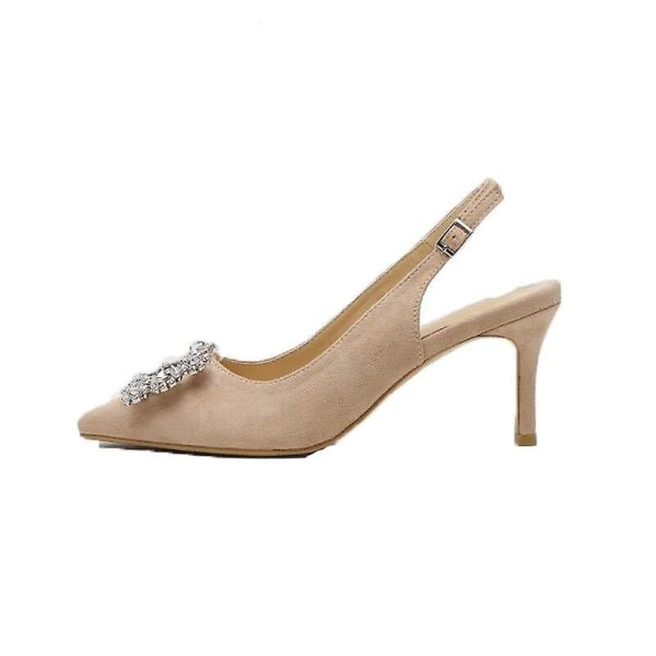 Dam Rhinestone High Heels Sommarskor - Beige 6cm 7.5 /