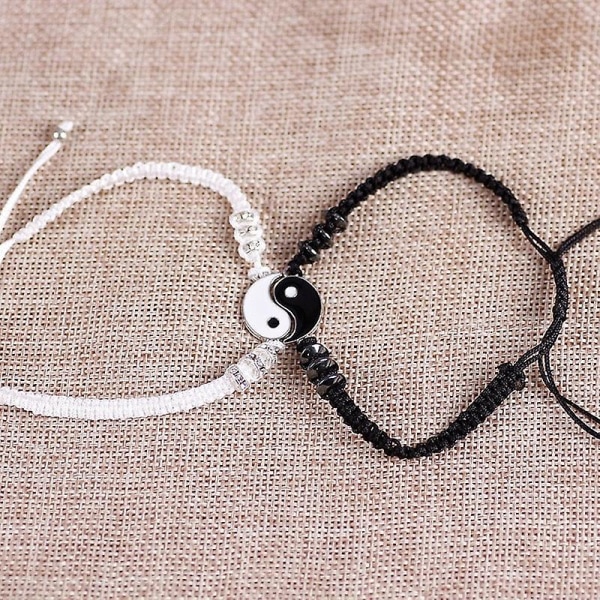 Hematit Läder Cord Braid Chain Armband black and white