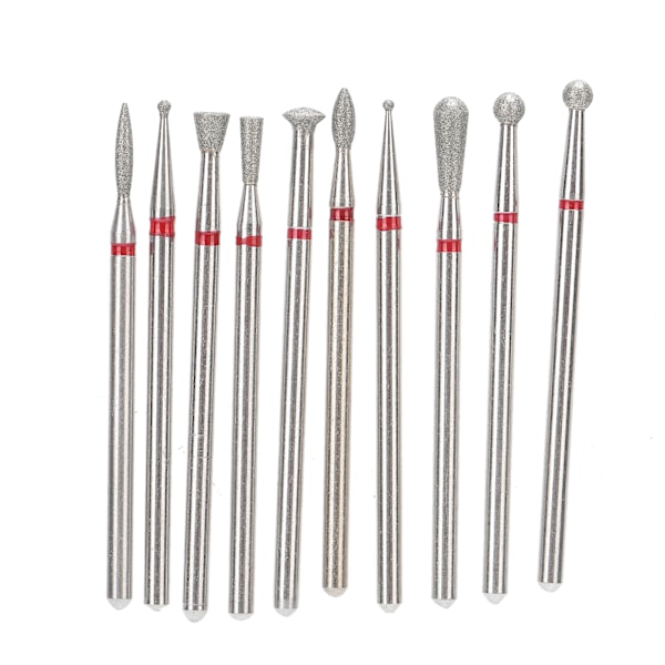 10 st Nagelborr Bits Burr Slipmaskin Multi Form Fräsning Borttagning Polering Manikyrverktyg