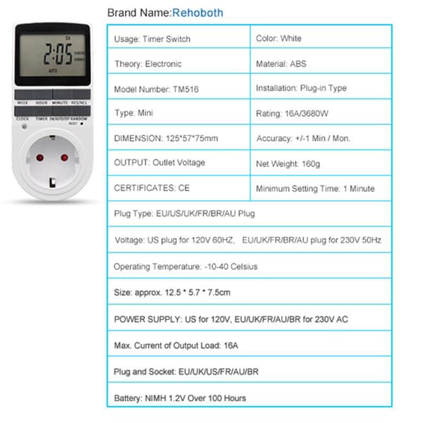 Temperaturkontroll Timer Uttag Digitalt Elektriskt Timer Uttag Bekvämt Timer Switch Uttag